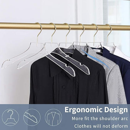 Acrylic Hangers Clear and Gold Premium Quality Clothes Hangers Standard Clothing