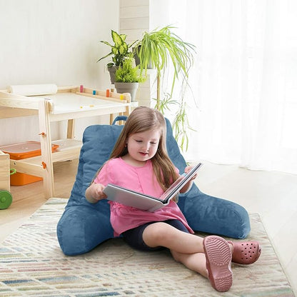 Nestl Reading Pillow with Shredded Memory Foam, Designed for Sitting Up in Bed and Couch, Back and Arms Adjustable Support for Adult & Teens Backrest Pillows for Reading, Washable Cover, Blue Heaven