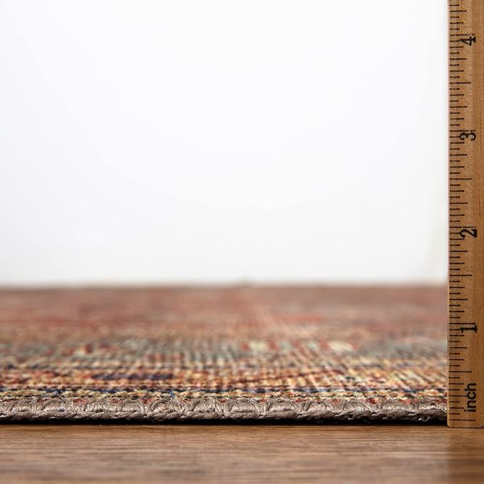 Bloom Rugs Washable Non-Slip 4' x 6' Rug - Terracotta/Mustard Traditional Area Rug for Living Room, Bedroom, Dining Room, and Kitchen - Exact Size: 4' x 6'