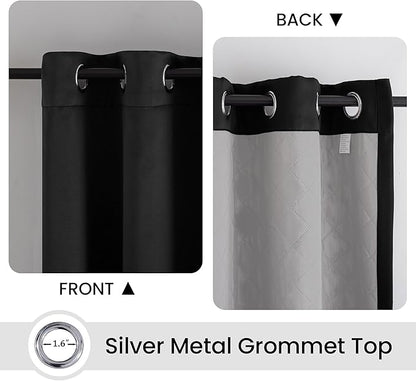 3-in-1 Layers Soundproof Curtains,Grommet Full Blackout Thermal Noise Dampening Curtains for Living Room, Bedroom(1 Panel,Black,50" x84")
