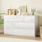White Wood Dresser, 6 Drawer Dressers for Clothes Storage for Bedroom, Modern Dresser with Wide Drawers, Wide Wooden Chest Drawers for Living Room, Entryway, TV Stand
