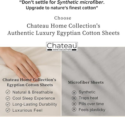 100% Egyptian Cotton Sheets For Queen Size Bed, Certified 400 Tc Deep Pocket Queen Sheet Set, 4 Piece Elasticated Sheet & Pillowcase Sets, No Pill Soft Comfy Naturally Cool & Breathable- French Blue