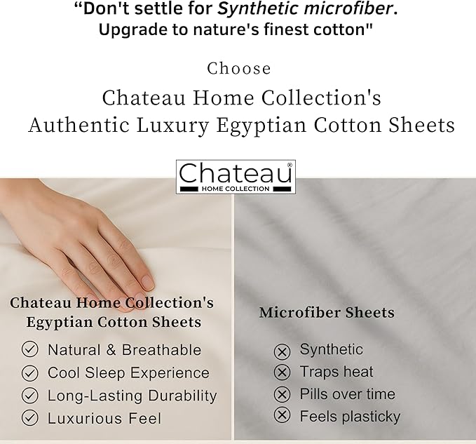 100% Egyptian Cotton Sheets Full Size Bed Set, Deep Pocket Full Sheet Set, 400 Thread Count Cotton Bed Sheets, Naturally Cool Soft Breathable No Pill Elasticated Luxury White Bedding for All Seasons