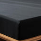MooMee Fitted Bottom Sheet Only 100% Washed Cotton Linen Like Textured Breathable Durable Soft Comfy Deep Pocket Fits Mattress up to 17" (Black, King)