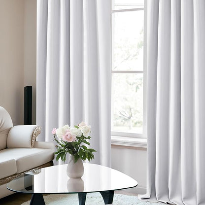 Deconovo Blackout Curtains, Thermal Insulated, W52 x L84 2 Panels, Back Tab, Machine Washable, Room-Darkening Drapes for Bedroom/Living Room Star White