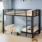 Twin Over Twin Bunk Bed Frame, Heavy Duty Metal Loft Bed for Adults/Teens, 250/400LB Capacity w/Ladder & Guardrail, Noise-Free Steel Slats, No Box Spring Required, Black