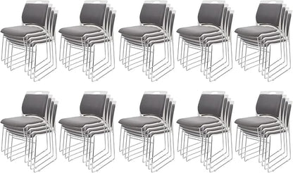 40 Pack Stacking Chairs 1102LB Capacity Home Office Guest Chair Set with Sled Base,Modern Reception Chair for Kitchen,Waiting Room,Multi-Purpose Room,Break Room,Training,Cafeteria