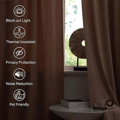 StangH Luxury Velvet Curtains 105 inches Long Blush Beige Pink Window Drapes for Girls Bedroom Soft Thermal Insulated Privacy Curtains for Sliding Door/Dining Room, W52 x L105, 2 Panels