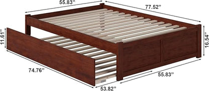 AFI Concord Full Size Platform Bed with Footboard & Full Trundle in Walnut