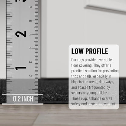 Ottomanson Commercial Scrape Rib Entry Mat – Heavy Duty Ribbed Floor Mat for High Traffic – Non Slip Rubber Back, Waterproof – Indoor Outdoor Use for Offices, Schools, Lobbies, 2' x 51', Black