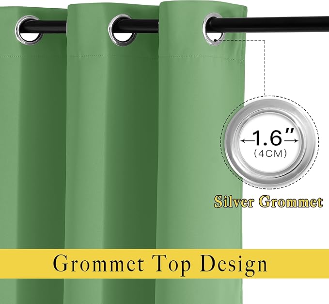 NICETOWN Privacy Room Divider Curtain Thermal Blackout Curtain for Patio Door, Living Room, Bedroom Partition and Shared Office Space, 1 Grommet Panel, Froest Green, 100 inch x 108 inch Long