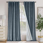 Lazzzy Blackout Velvet Blue Curtains 96 Inches Long Thermal Insulated Room Darkening Lined Curtain Drapes Luxury Back Tab Window Treatments for Bedroom Living Room 2 Panels, 52 x 96 Inch, Aegean Blue