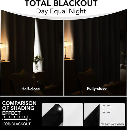 Deconovo Blackout Curtains for Bedroom & Nursery, Thermal Insulated Drapes, Back Tab & Rod Pocket, Noise Reducing, Energy Saving Room Darkening for Living Room White 52W x 84L Inch