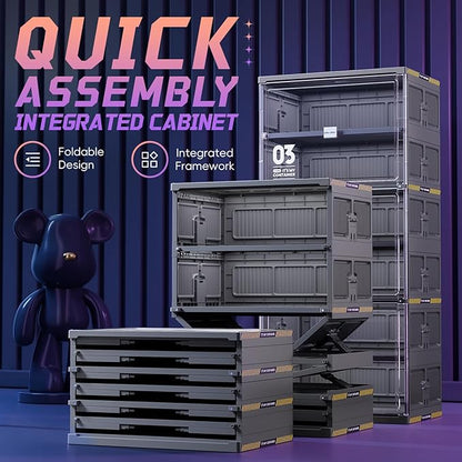 JEKO&JEKO 10-Tier Foldable Shoe Storage Cabinet with Magnetic Doors, Large Collapsible Shoe Rack Organizer for Entryway, Fits Up to 20 Pairs, Black