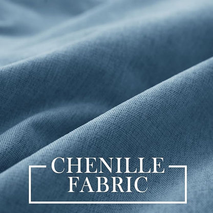 Macochico Extra Wide 100% Blackout Chenille Curtains 100" Wx96 L Thermal Drapes for Sliding Door Living Room Bedroom Auditorium Hotel Ashtray Blue Curtains Grommet Top with Tieback Classic 1 Panel