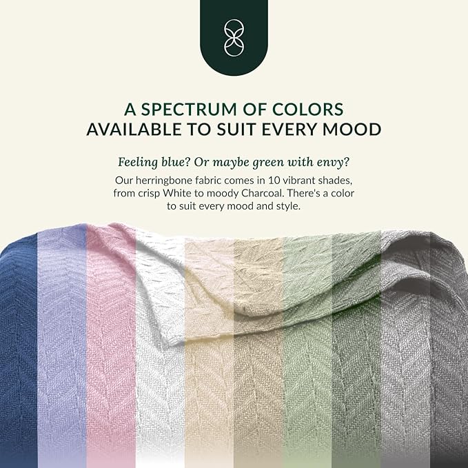 Cloud Scape Linen 100% Cotton Throw Blanket 50x70 Charcoal Grey, Luxury All-Season Warmth, Ultra Soft, Oversized Herringbone Gauze Blanket for Winter, Bed, Couch & Sofa Decor, Best Gift Idea