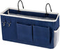 Ozzptuu Bedside Storage Caddy/Bedside Hanging Storage Bag for Headboards Bunk Beds Dorm Rooms Book Phone Magazine Holder (Navy Blue)