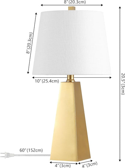 JONATHAN Y JYL1038A 20.5" Modern Glam Gold Table Lamp, Contemporary Geometric Resin Bedside Nightstand Lamp for Living Room, Bedroom, Office, End Table with White Linen Shade (LED Bulb Included)