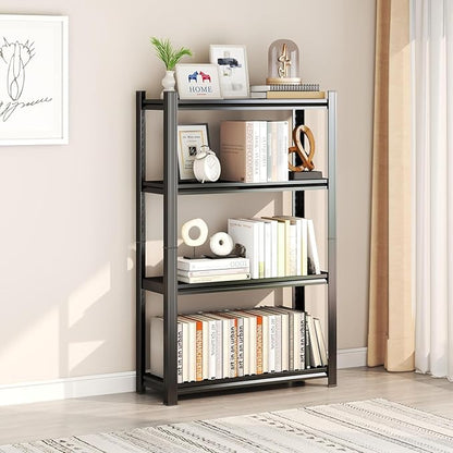 Garage Storage Shelves,4-Tier Metal Shelving Unit, Adjustable, Double-Layer Column with Reinforced Ribs, Heavy-Duty, Capable of Bearing 2400 lbs (16''W*10''D*44''H)
