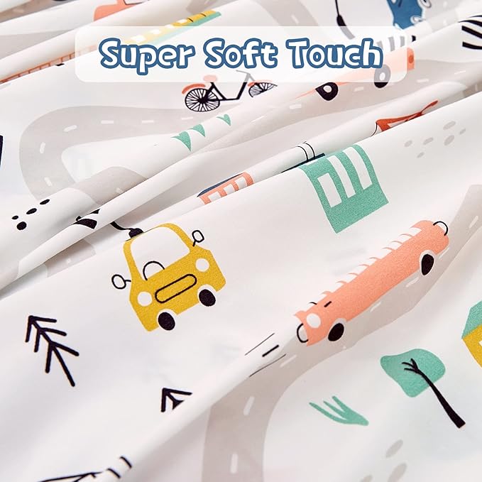 JSD Car Kids Printed Sheet Set Twin Size, 3 Piece Soft Microfiber Bed Sheets Deep Pocket
