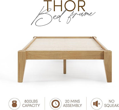 Thor Premium Solid Wood Bed Frame Twin XL, Platform Bed, Japanese Joinery Bed Frame, Wood Slat Support, No Box Spring Needed, Easy Assembly, Minimalist & Modern Style (Light Oak)