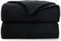 CozeCube Black Throw Blanket for Couch, Soft Cozy Cable Knit Throw for Bed Sofa Living Room, Lightweight Warm Decorative Farmhouse Christmas Blanket, 60"x80", Jet Black