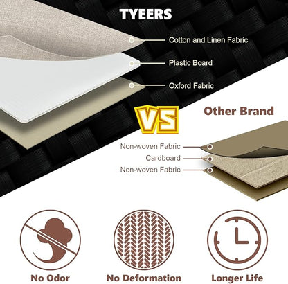 TYEERS Extra Large Collapsible Storage Bins with Lids and Compartments, Washable, Fabric Storage Boxes, 21.7x13x11.8 inches, 1 Pack, Beige