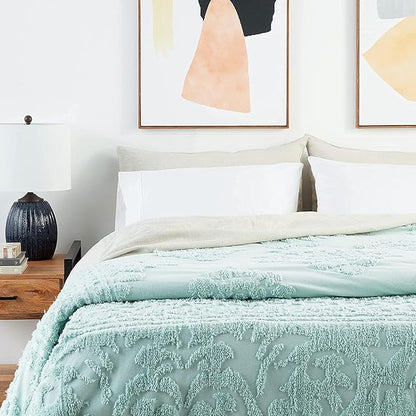 Beatrice Home Fashions Medallion Chenille Bedspread, Full, Blue