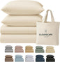 Cloud Scape Linen 100% Egyptian Cotton Sheets Full Size, 4 Pieces Luxury Bedding Set, 400 Thread Count,Hotel Quality, Silky Soft, Deep Pockets up to 17, Ivory