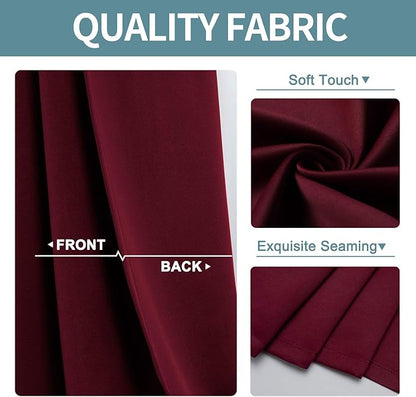 ChrisDowa Small Window Curtains for Kitchen and Bedroom - Grommet Short Thermal Insulated Room Darkening Curtains (2 Panels, Burgundy Red, 42 x 36 Inch)