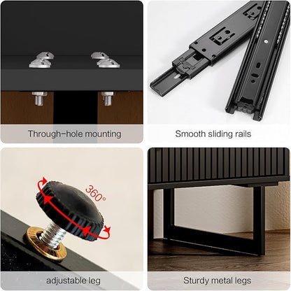 Modern Chest of Drawers with 6 Drawers,Deep Drawers,Clothes Organizer,Large Storage Cabinet for Living Room, Bedroom,Hallway,with Anti-Tipping Device,Black