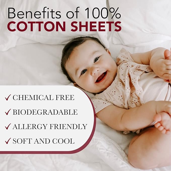 Red Land Cotton Luxury Sheet Set | 100% American Grown Cotton Basics | Premium Hotel Ultra-Soft Lightweight 4 Piece USA Made Deep Pocket Fitted, Flat Sheet, & pillowcases Percale Weave (Twin XL/White)