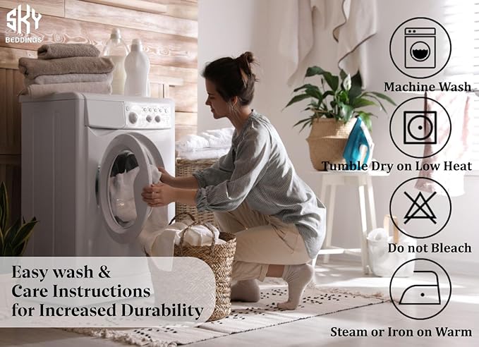 SKY BEDDINGS - Queen Size Ruffled Bed Skirt with Split Corners - 16 Inch Drop Dust Ruffle Bed Skirt with Platform Three Sided Coverage - 100% Microfiber, Ivory