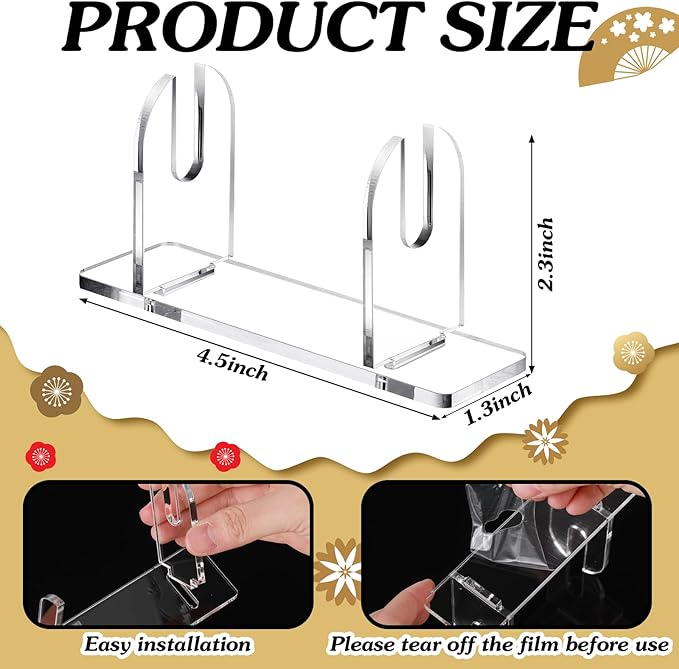 Roowest 8 Pcs Acrylic Fan Display Stand Folding Japanese Chinese Hand Fan Stand Easel Foldable Handheld Display Base Organizer (Clear)