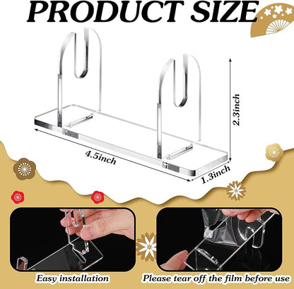 Roowest 8 Pcs Acrylic Fan Display Stand Folding Japanese Chinese Hand Fan Stand Easel Foldable Handheld Display Base Organizer (Clear)