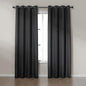 Amazon Basics Faux Linen Blackout Curtains for Bedroom and Living Room, 2-Piece Set with Grommets, 42" W x 84" L, Black