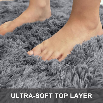 OLANLY 2x6 Machine Washable Runner Rugs for Hallway, Soft Fluffy Shaggy Bedside Rugs for Bedroom, Living Room, Indoor Floor Carpet for Kids Girls Boys, Nursery Rooms, Home Decor Aesthetic, Light Grey