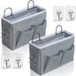 Kanrichu 2pcs Middle Wall Hanging Organizer Bag, Linen Fabric Door Hanging Storage Basket with Pockets, Waterproof Bin for Kitchen, Bedroom, Office, RV Camper (Gray)