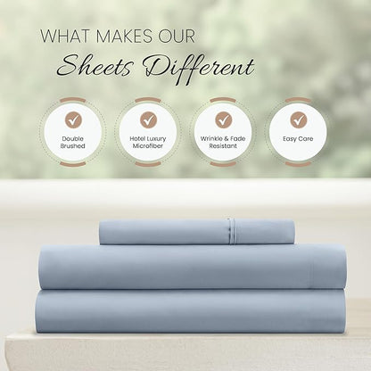 Linen Market Bed Sheets for Twin Size Bed (Light Blue) - Sleep Better Than Ever with These Soft and Cooling Twin Sheets - Deep Pocket Fits 16" Thick Beds - 3 Piece Twin Sheet Set