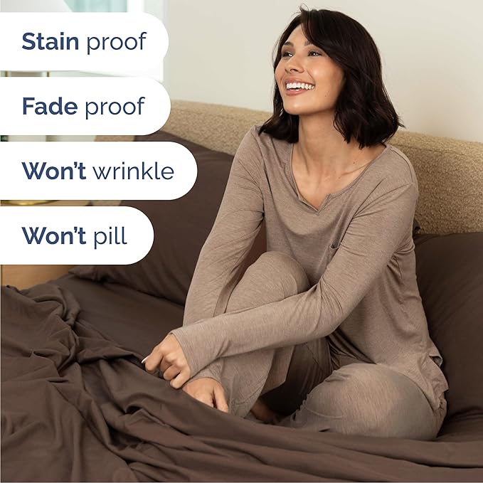 Queen 6 Piece Sheet Set - Cooling, Comfy & Breathable - Hotel Luxury Bedding, Includes Fitted Sheet for Women, Men, Kids and Teens - 1 Flat, 1 Fitted Sheet, 4 Pillowcases with Deep Pockets - Brown
