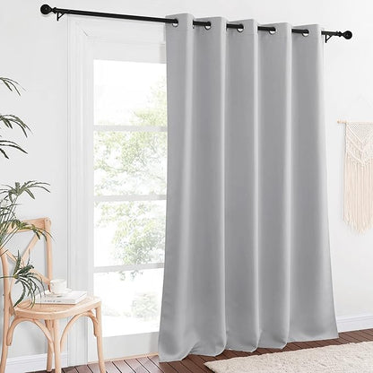 NICETOWN Sliding Door Window Treatment Blackout Patio Door Curtain Panels, Privacy Thermal Drapes for Bedroom Living Room Department with Grommet Top (Silver Grey, W66 x L110)