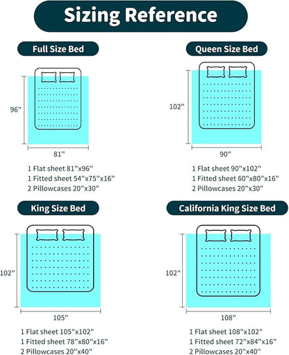 LBRO2M 1000 Thread Count Sheets 100% Egyptian Cotton Bedding Set Floral Queen Size 16 Inches Deep Pocket Bedding 4 Piece Sets (Queen, Peony)