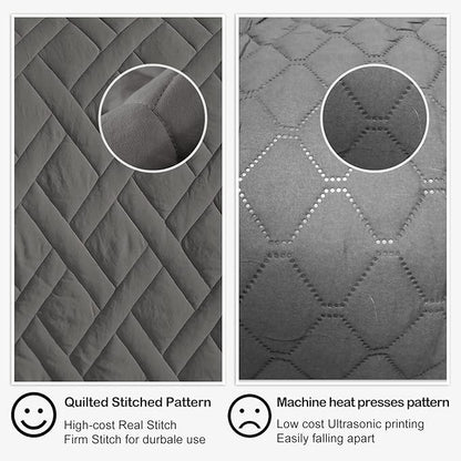 HORIMOTE HOME Quilt Set King Size Grey, Classic Geometric Diamond Stitched Pattern,Microfiber Ultra Soft Lightweight Bedspread Coverlet for All Season, 3 Piece Includes 1 Quilt and 2 Shams