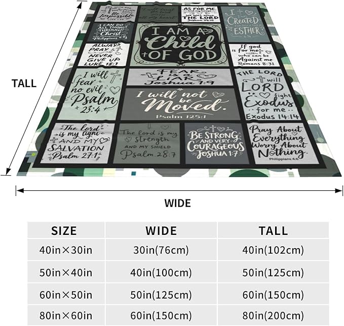 Christian Throw Blanket for Couch, Inspirational Gift for Women, Soft Plush Flannel Blanket, 40"x 50" Thoughts and Prayers Blankets for Bedroom Sofa Living Room Christmas Halloween Decoration