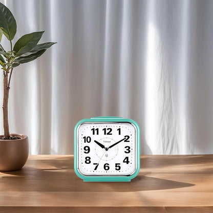 5.5" Large No Ticking Analog Alarm Clock,Silent Readable for Seniors,Easy to Set,Gradual Rise Alarm,Big Numbers,Gentle Wake,Snooze, Lighted on Demand,Battery Operated,Green