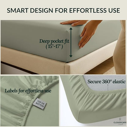 Egyptian Cotton Twin XL Size Sheets Set, Mineral