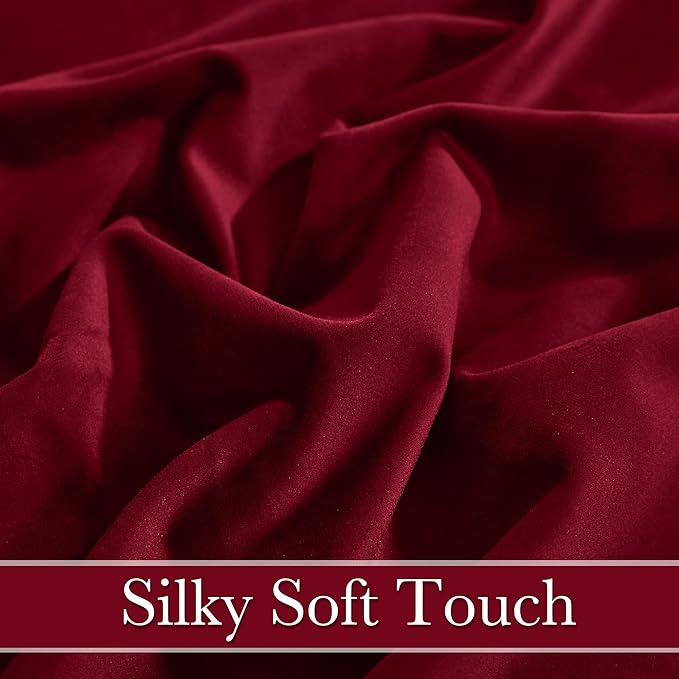 RYB HOME Red Velvet Curtains for Theater - Light & Heat Block Back Tabs Window Treatment Energy Efficient Drapes for Hotel Villa Living Room, Ruby Red, W52 x L108 inches, 2 Panels