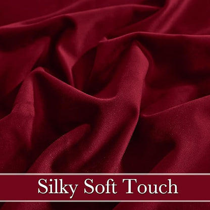 RYB HOME Red Velvet Curtains 72 inches - Room Darkening Curtains for Bedroom, Thermal Insulated Window Drapes, Width 52 x Length 72 inch, Ruby Red, 2 Panels