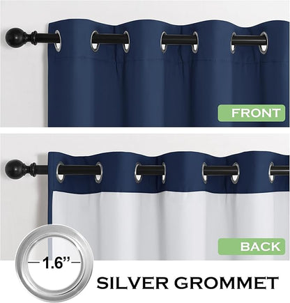 KGORGE 4-in-1 Soundproof Anti Dust 100% Blackout Curtains with Melt-Blown Layer Noise Reducing Thermal Insulating Window Drapes for Bedroom Nursery, W 52 x L 84, Navy Blue, 2 Panels