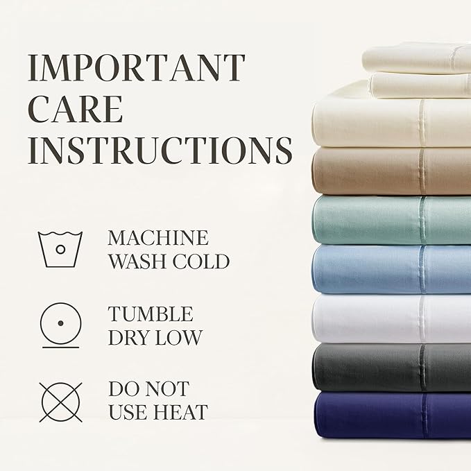 Hyde Lane Luxury 1000 Thread Count 100% Cotton Sheets | Very Soft & Thick - Fits Upto 20" Mattress | Sateen Weave Bed Sheets 18" Deep Pocket- 4 PC Sheet Set (Navy, California King)